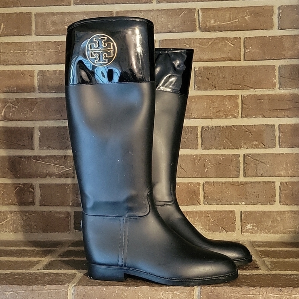 Tory Burch Women's Aigle Rain Boots Black Size 10